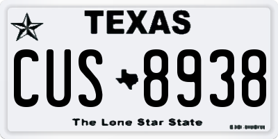TX license plate CUS8938