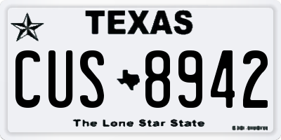 TX license plate CUS8942