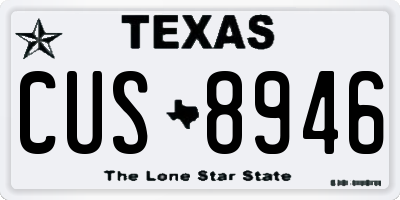 TX license plate CUS8946