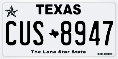 TX license plate CUS8947