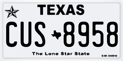 TX license plate CUS8958