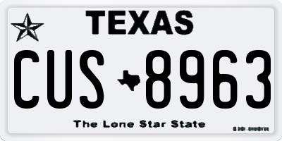 TX license plate CUS8963