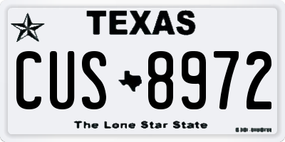TX license plate CUS8972