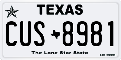 TX license plate CUS8981