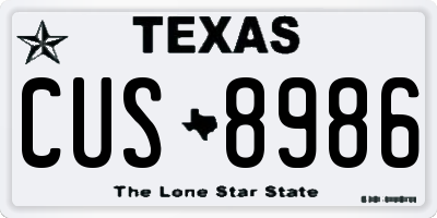 TX license plate CUS8986