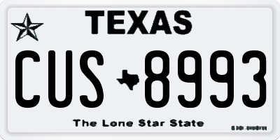TX license plate CUS8993