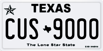 TX license plate CUS9000