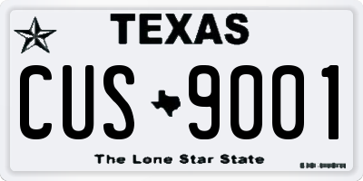 TX license plate CUS9001
