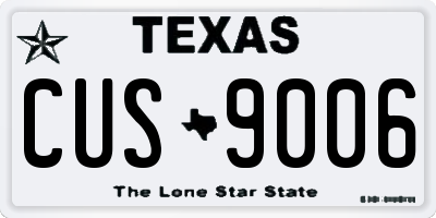 TX license plate CUS9006