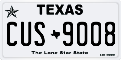 TX license plate CUS9008