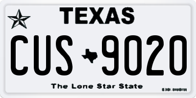 TX license plate CUS9020