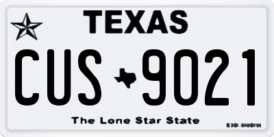 TX license plate CUS9021