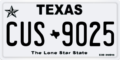 TX license plate CUS9025