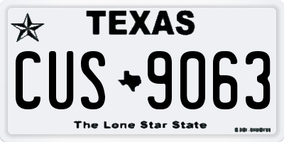 TX license plate CUS9063