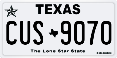 TX license plate CUS9070