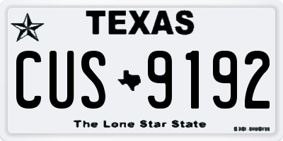 TX license plate CUS9192