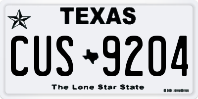 TX license plate CUS9204