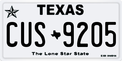 TX license plate CUS9205