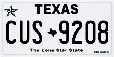 TX license plate CUS9208