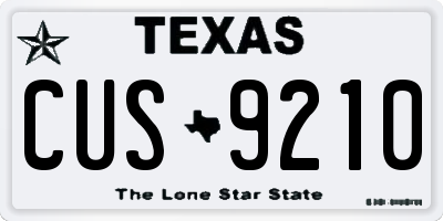TX license plate CUS9210