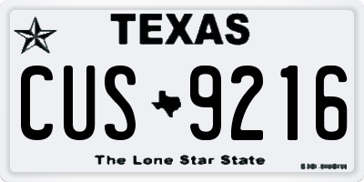 TX license plate CUS9216