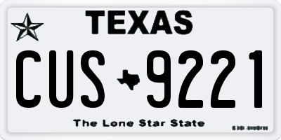 TX license plate CUS9221