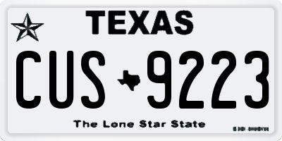 TX license plate CUS9223