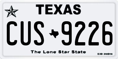 TX license plate CUS9226