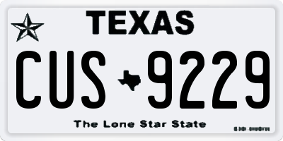 TX license plate CUS9229