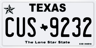 TX license plate CUS9232