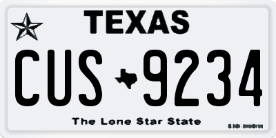 TX license plate CUS9234