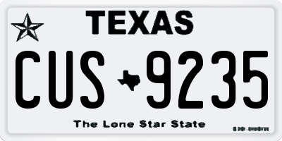 TX license plate CUS9235