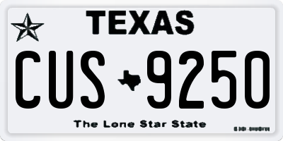 TX license plate CUS9250