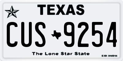 TX license plate CUS9254