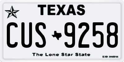 TX license plate CUS9258