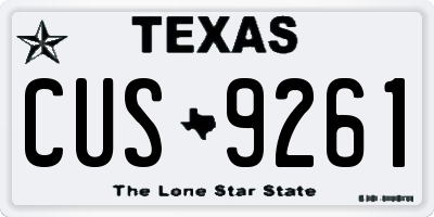 TX license plate CUS9261