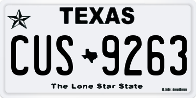 TX license plate CUS9263