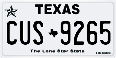 TX license plate CUS9265