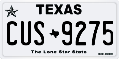 TX license plate CUS9275