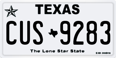 TX license plate CUS9283