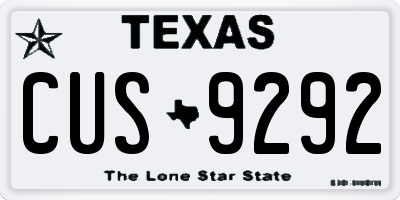 TX license plate CUS9292