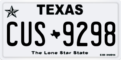 TX license plate CUS9298