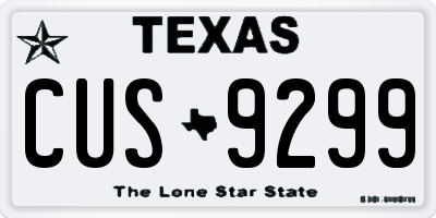 TX license plate CUS9299