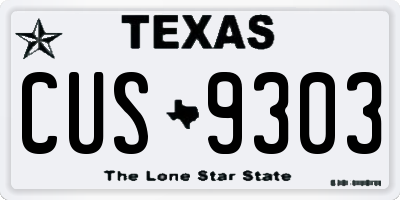 TX license plate CUS9303