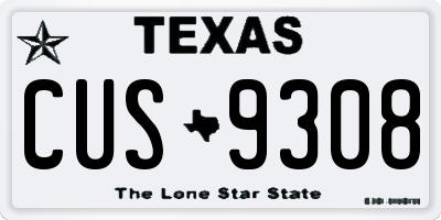 TX license plate CUS9308