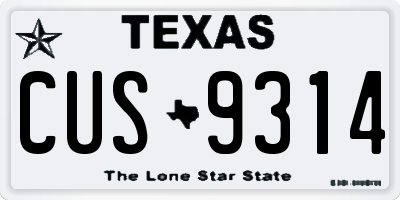 TX license plate CUS9314