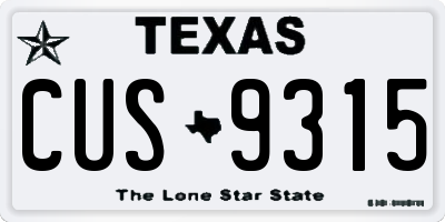 TX license plate CUS9315