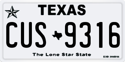 TX license plate CUS9316