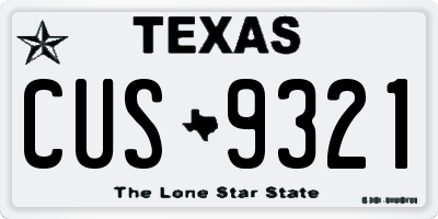 TX license plate CUS9321