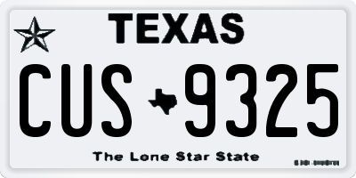 TX license plate CUS9325